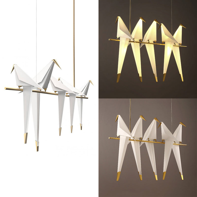 Bird Shaped Plastic Island Pendant Light Modern Style 3/4/5 Lights Golden Hanging Light Fixture for Bedroom