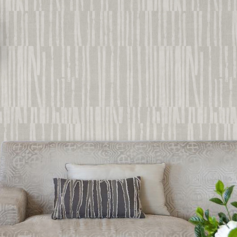 33' x 20.5" Stripes Wallpaper Roll in Natural Color Non-Woven Material Wall Decor for Bedroom, Non-Pasted