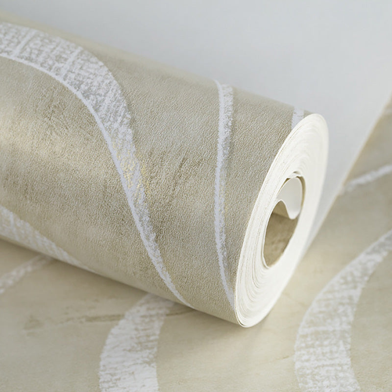 Abstract Waving Lines Wall Decor in Neutral Color Guest Room Wallpaper Roll, 20.5"W x 33'L