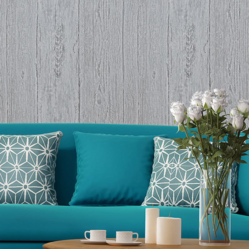 Nordic Faux Wood Wallpaper Roll in Pastel Color Dining Room Decorative Wall Covering, 33' x 20.5"