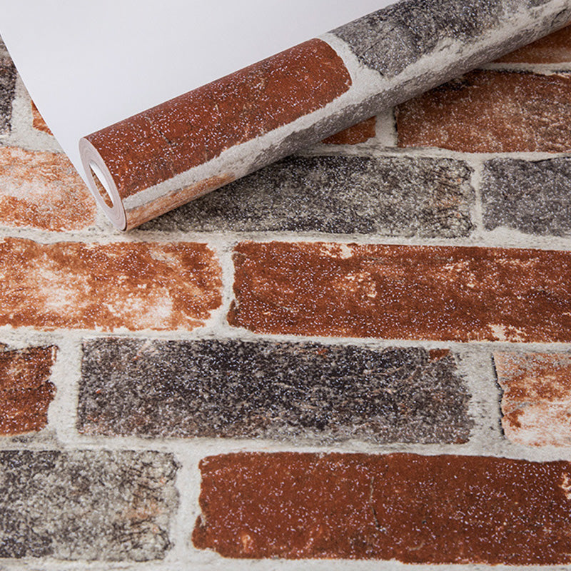 Brickwork Wallpaper Roll Coffee Shop Decorative Wall Covering in Natural Color, 20.5"W x 33'L
