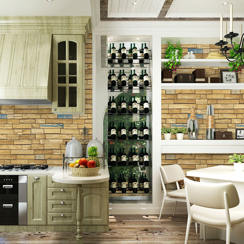 Natural Color Nordic Wall Covering 20.5" by 33' Brickwork Wallpaper Roll for Coffee Shop