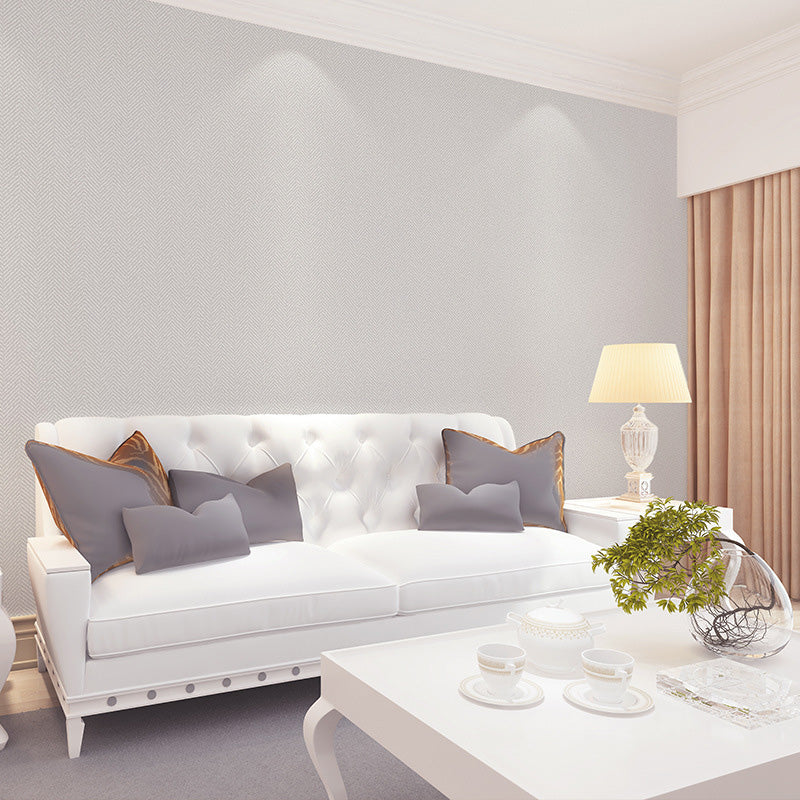 Herringbone Wall Decor in Natural Color Non-Woven Fabric Wallpaper Roll for Bedroom, 33'L x 20.5"W