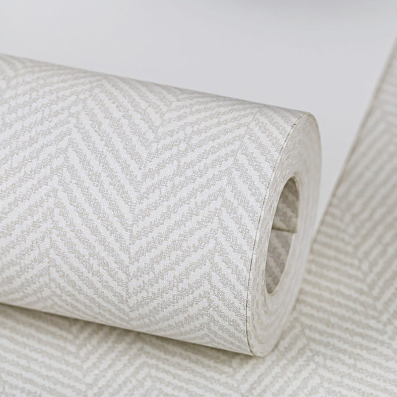 Herringbone Wall Decor in Natural Color Non-Woven Fabric Wallpaper Roll for Bedroom, 33'L x 20.5"W