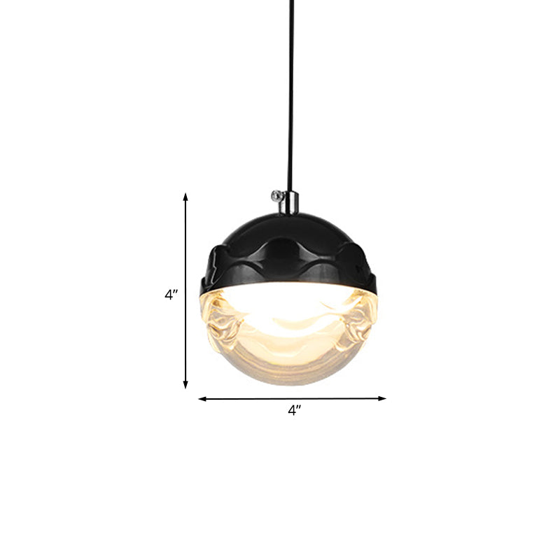 Eenvoudige bol acryl suspensie Licht Led naar beneden verlichting hanger in zwart voor slaapkamer