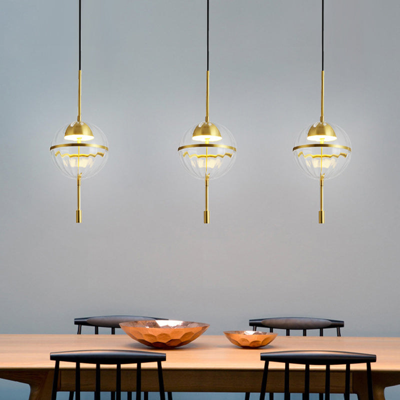 Kit di luce appesa al vetro a costola sferica Postmoderna LED LED LAMPIO DI PENDANTE