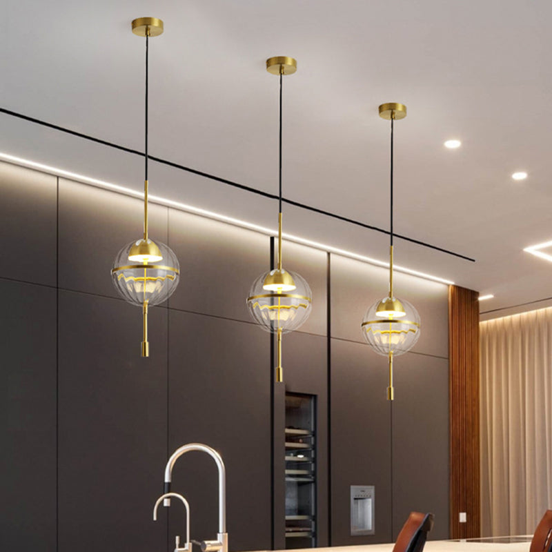 Kit di luce appesa al vetro a costola sferica Postmoderna LED LED LAMPIO DI PENDANTE