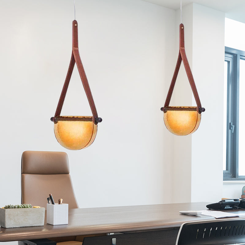 Kit di luce a sospensione modernista Raindrop fumatori fumato grigio/chiaro/ambra tavolo da pranzo a led lampada a led con cinturino in pelle marrone