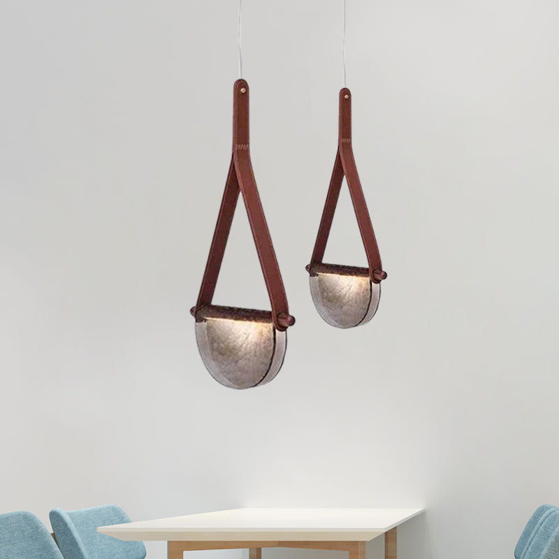 Kit di luce a sospensione modernista Raindrop fumatori fumato grigio/chiaro/ambra tavolo da pranzo a led lampada a led con cinturino in pelle marrone