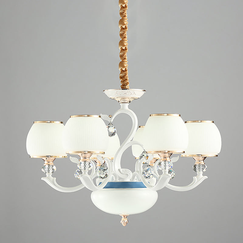 Witte kom hanger plafondlicht modern opaal glas 6-bulb slaapkamer kroonluchter verlichting