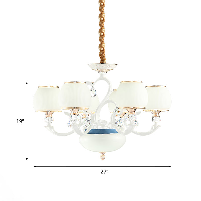 Witte kom hanger plafondlicht modern opaal glas 6-bulb slaapkamer kroonluchter verlichting