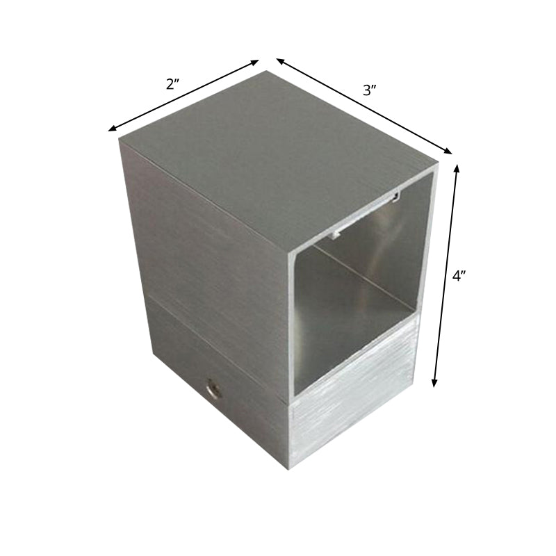 Cube Small Wall Mount Light Simple Metal Silver LED Sconce Lighting Fixture in 7 Color/Blue/Red Light for Bedroom