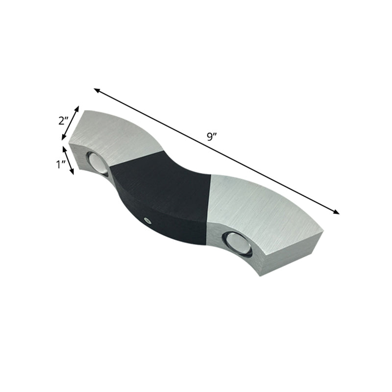 Luz de pared ondulada ondulada negra y plateada Simplicidad metálica LED FLUSH MOUNT MALLE Splush en verde/púrpura/luz roja