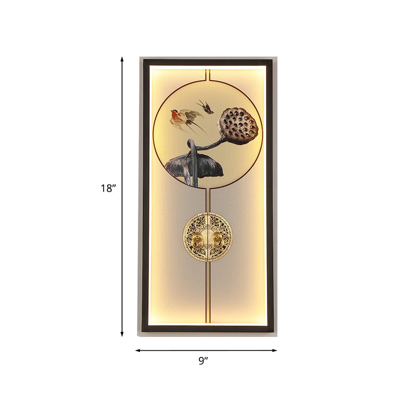 Door Lock Wall Mount Mural Lamp Chinese Aluminum Black and Gold LED Sconce Light Fixture
