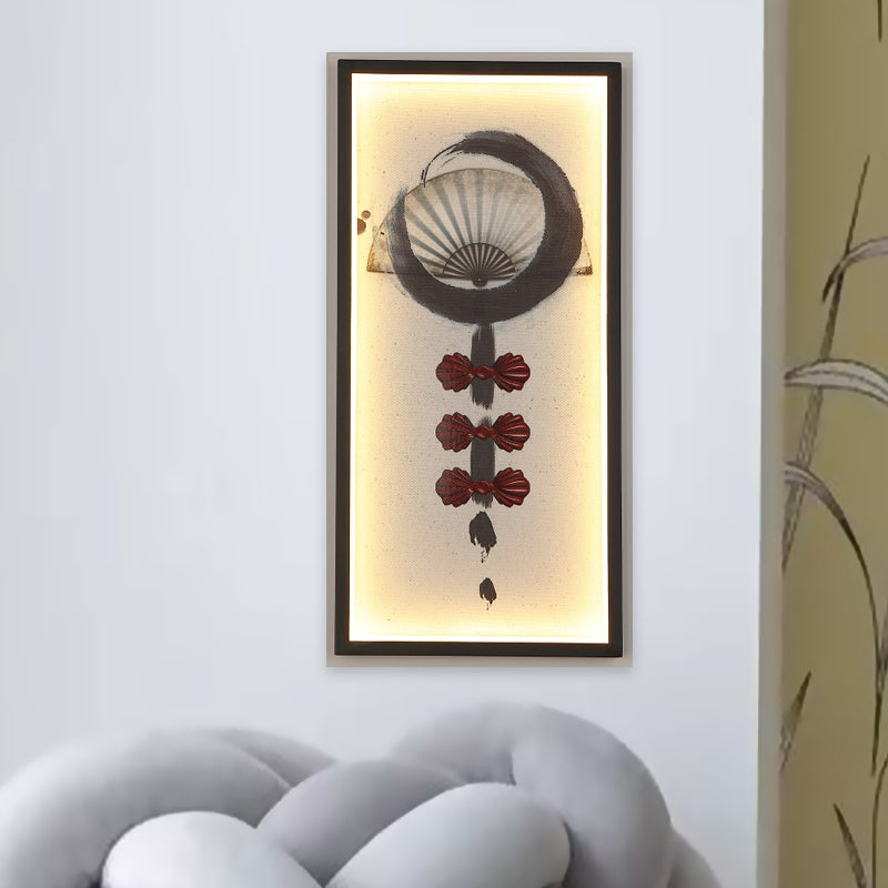 Abstract Living Room Wall Mural Lighting Aluminum Chinese Style LED Wall Sconce in Black