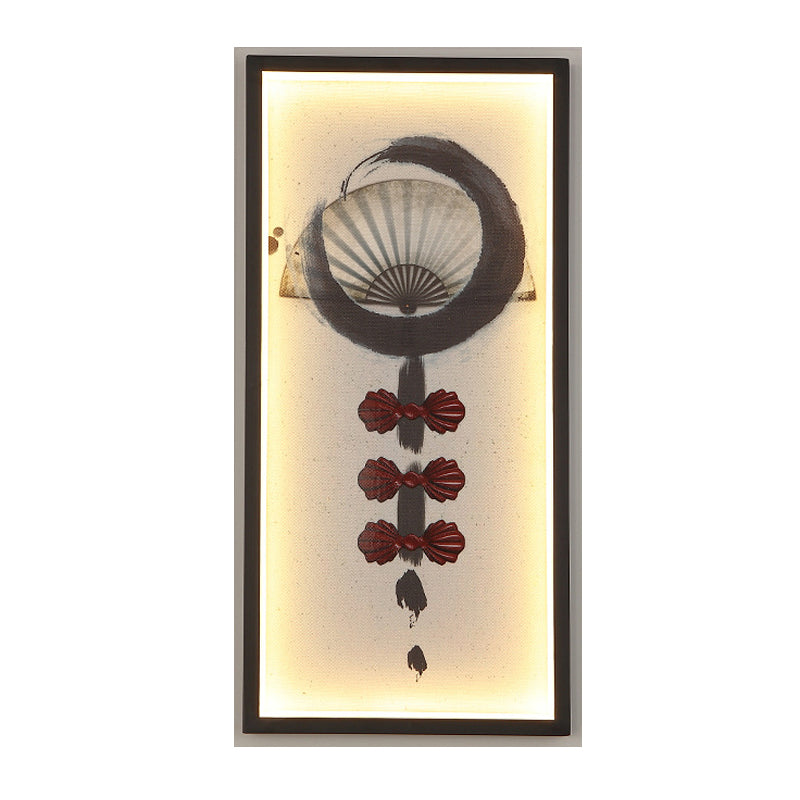 Abstract Living Room Wall Mural Lighting Aluminum Chinese Style LED Wall Sconce in Black