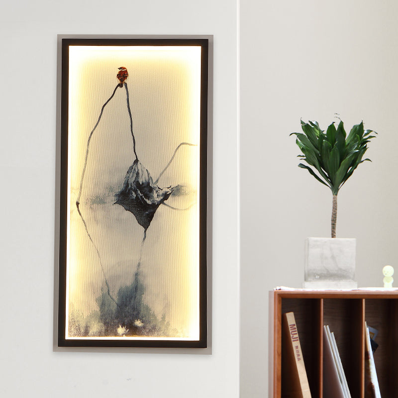 Black Dried Leaf Mural Light Asia LED Aluminum Wall Mounted Lighting for Decoration