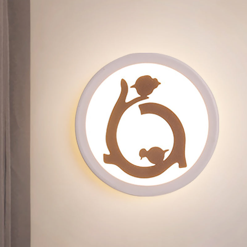 CONDITION MUR ROND ACRYLIQUE CONCE NORDIQUE LED MURAL LED avec silhouette d'oiseau