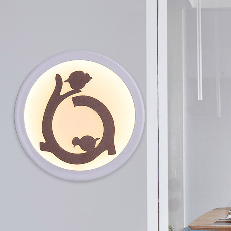 CONDITION MUR ROND ACRYLIQUE CONCE NORDIQUE LED MURAL LED avec silhouette d'oiseau