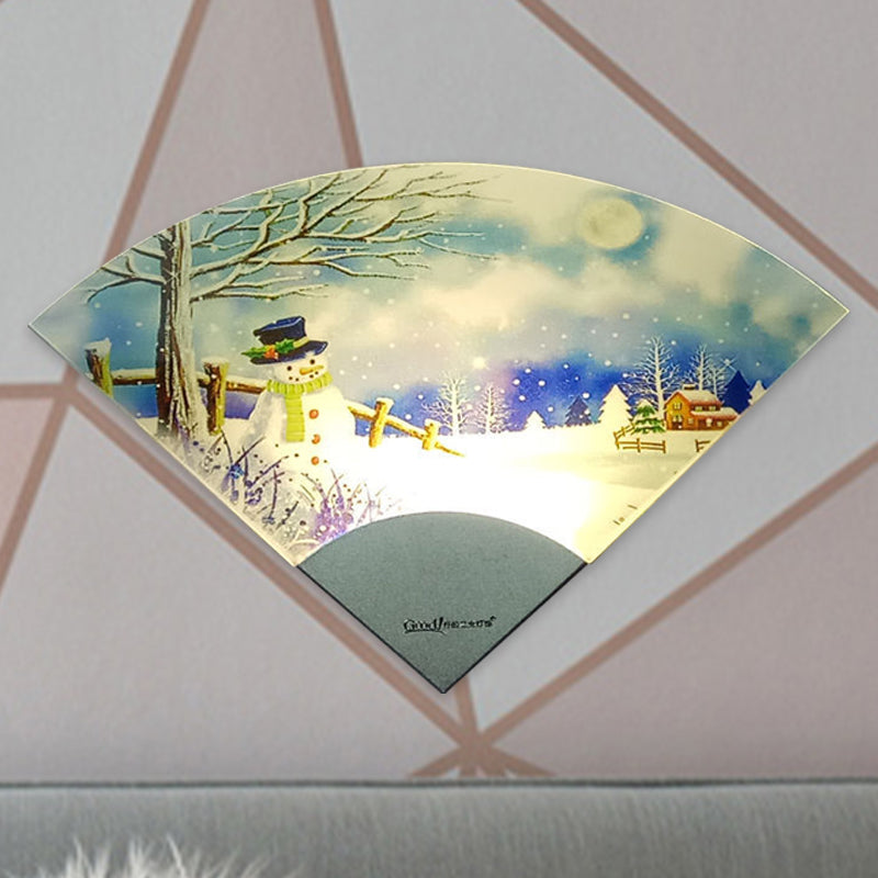 Nórdico Snow Man LED Mural Lighting Acrylic White White Fan en forma de pared Splock para dormitorio