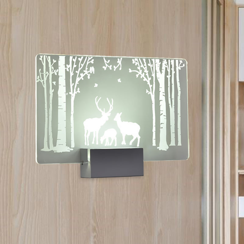 Artistry Led Wall Lighting Clear Coconut Tree/Elk Wall Mount Mural Lámpara con sombra de aluminio para dormitorio