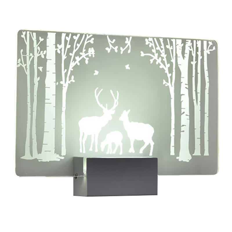 Artistry Led Wall Lighting Clear Coconut Tree/Elk Wall Mount Mural Lámpara con sombra de aluminio para dormitorio
