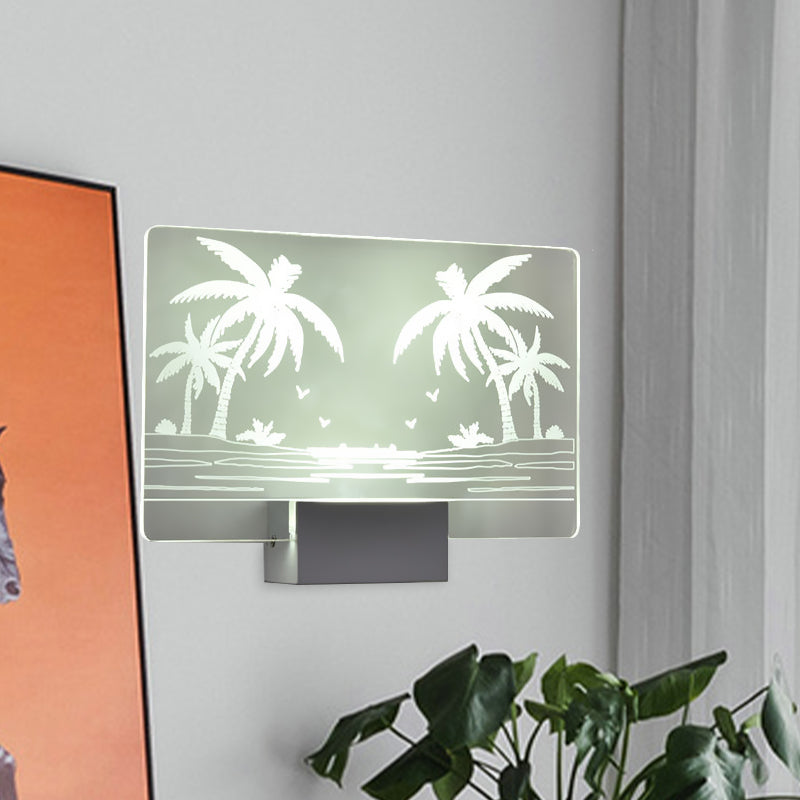 Artistry Led Wall Lighting Clear Coconut Tree/Elk Wall Mount Mural Lámpara con sombra de aluminio para dormitorio
