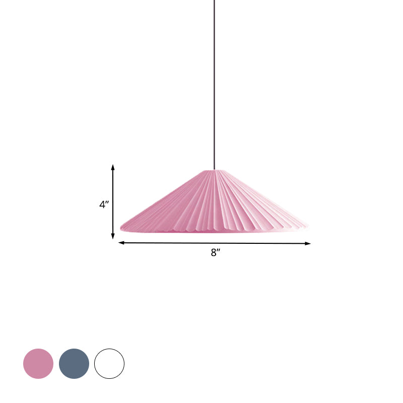 Cono a costola bianca/rosa/blu a sospensione Light Nordic Style 1 Light soggiorno Lampada sospesa, 8 "/12.5"/16 "di diametro