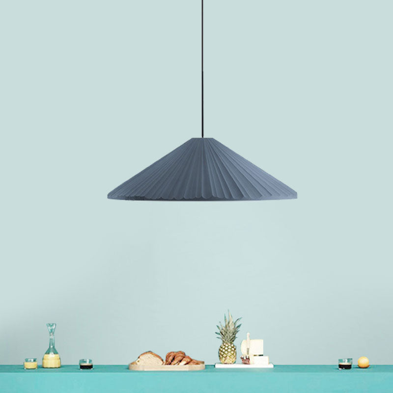 Cono a costola bianca/rosa/blu a sospensione Light Nordic Style 1 Light soggiorno Lampada sospesa, 8 "/12.5"/16 "di diametro