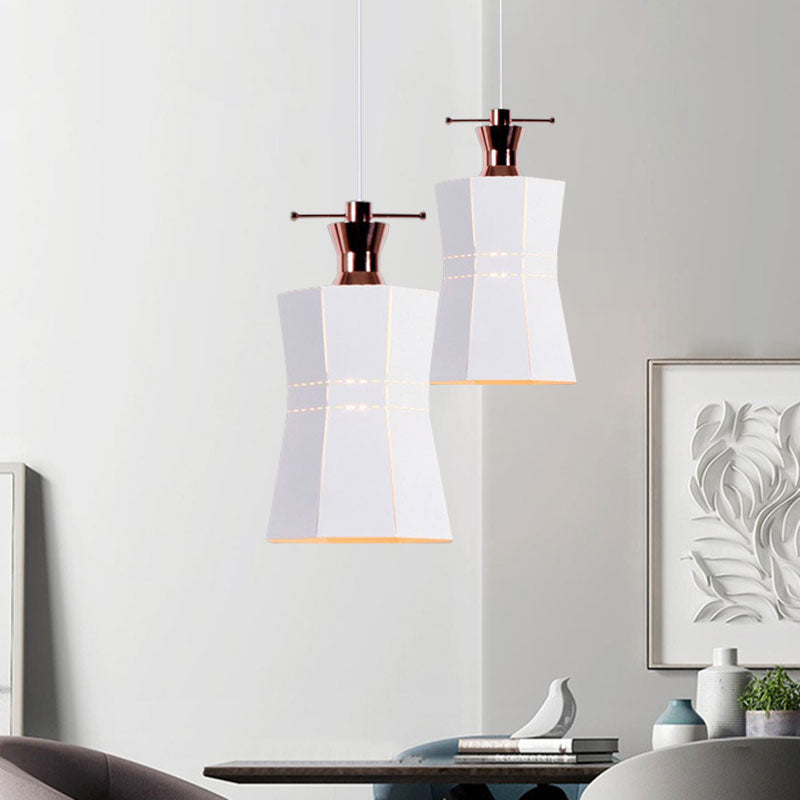 Cylinder/Diamond Shade Indoor Pendant Lighting Modern Style Metal and Wood 1 Light Black/White Ceiling Fixture