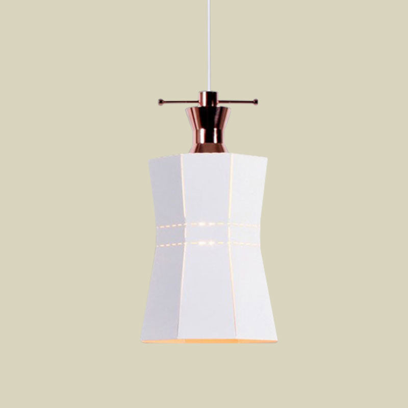 Cylinder/Diamond Shade Indoor Pendant Lighting Modern Style Metal and Wood 1 Light Black/White Ceiling Fixture