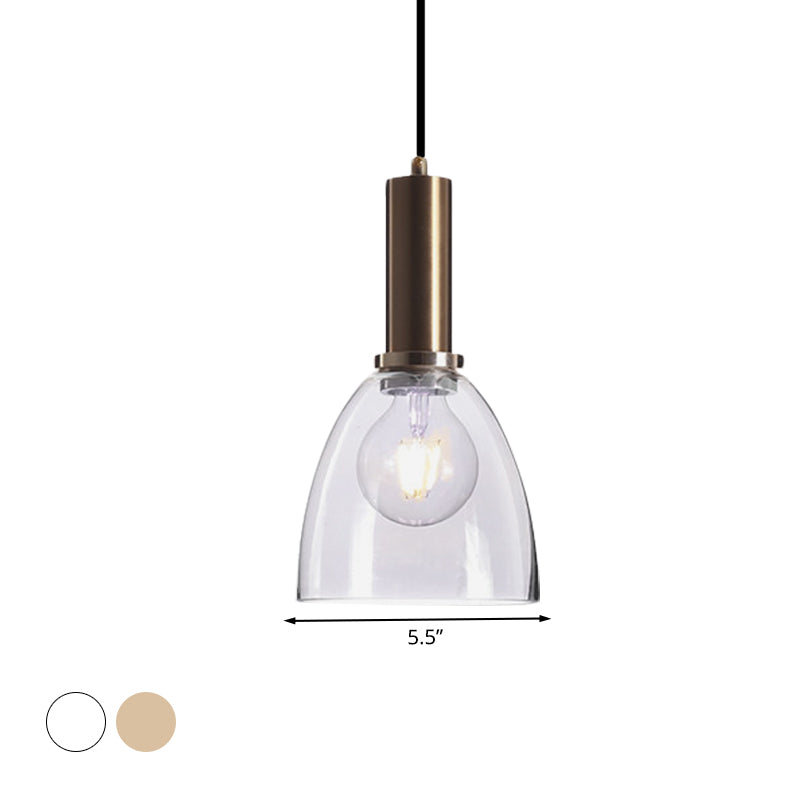 Sombra curva sala de estar iluminación colgante de vaso limpio/estilo simple de estilo colgante con enchufe de lámpara de latón