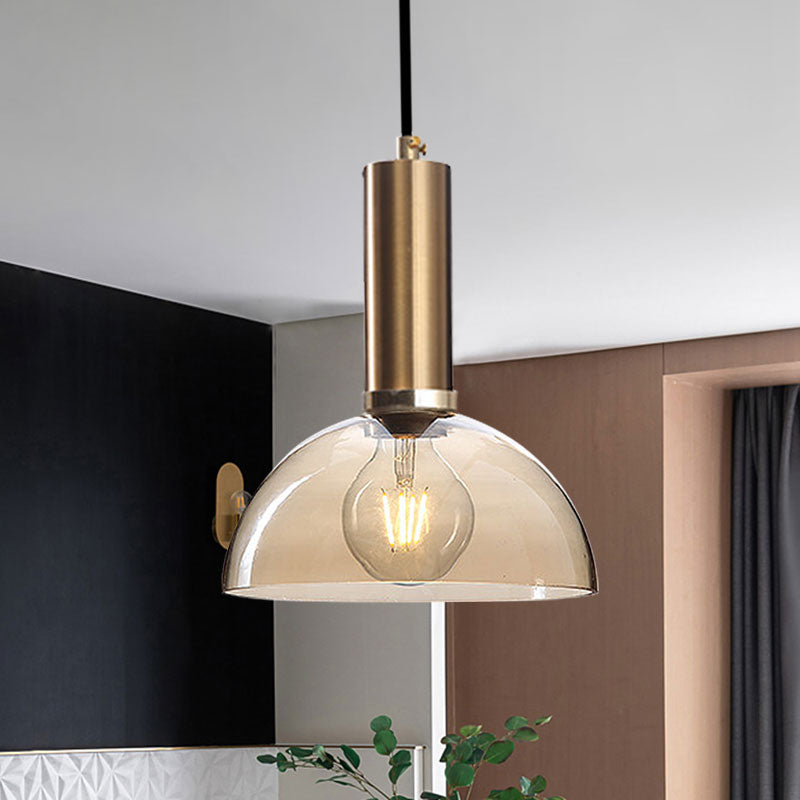 Sombra curva sala de estar iluminación colgante de vaso limpio/estilo simple de estilo colgante con enchufe de lámpara de latón