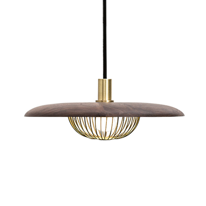 Pendre en forme de fer en forme de fer avec une boutique de tissu d'ombrage en bois 1 lumière de suspension moderne lumière