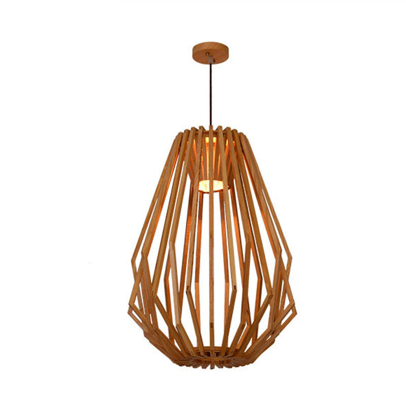 Salle à manger Diamond Cafe Pendant Light Wood 1 tête de style asiatique