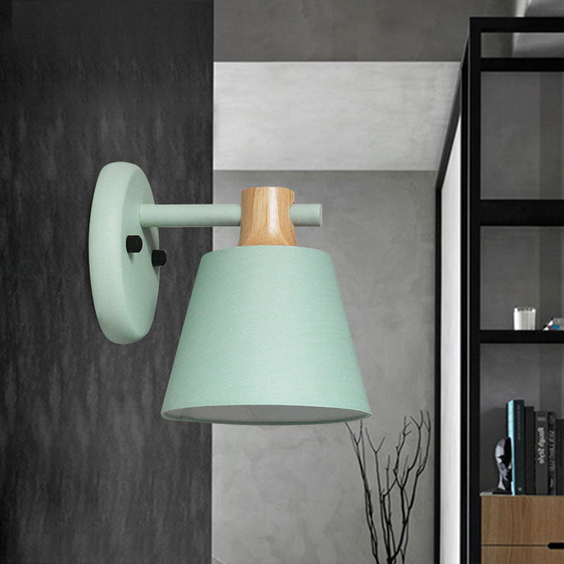 Nordic Stylish Bucket Wall Lamp Rotatable 1 Light Fabric Wall Lighting for Child Bedroom Stair