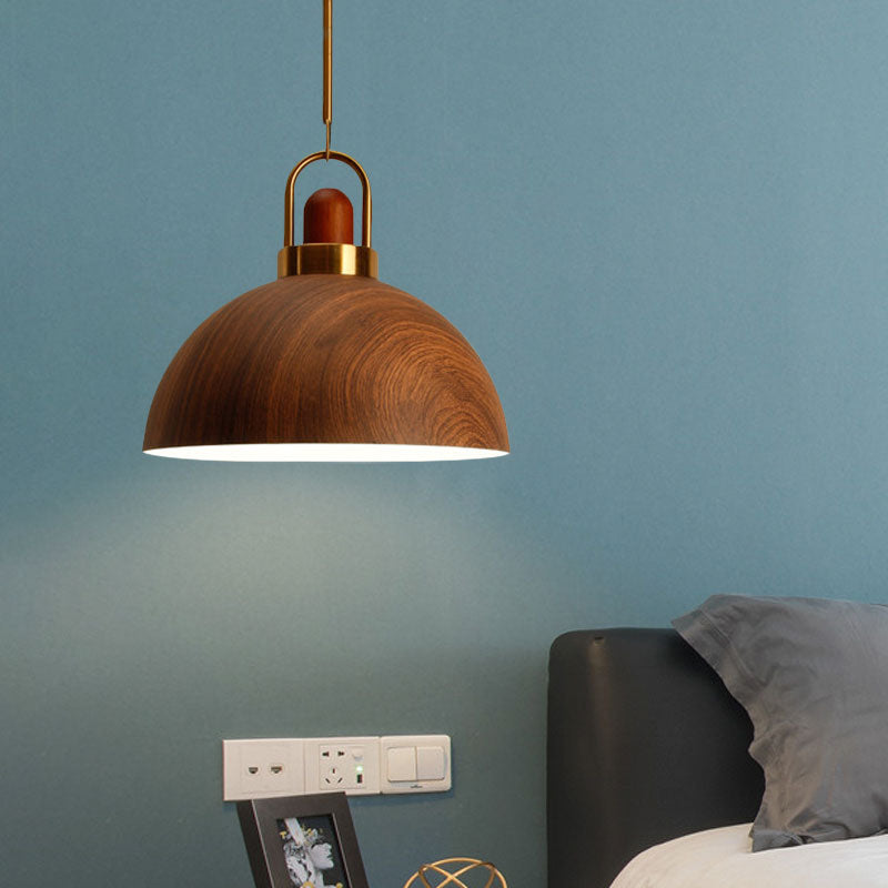 Rustic Style Hanging Light Wood Single Light Brown Pendant Lamp for Living Room Kitchen