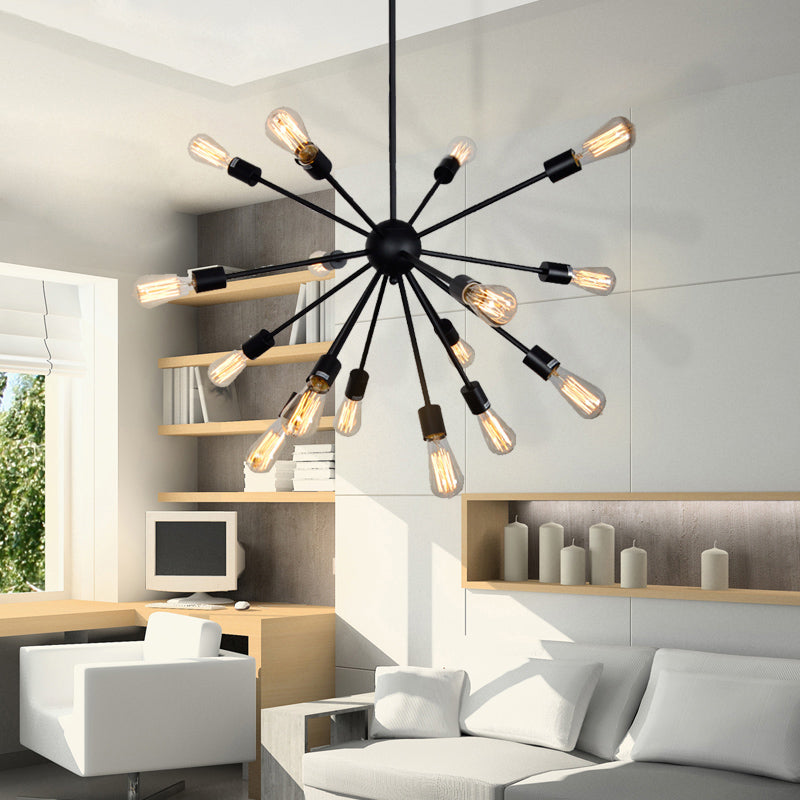 Sputnik Chandelier Pendant Light Nordic Metal 16 Lights Black Hanging Pendant Lamp