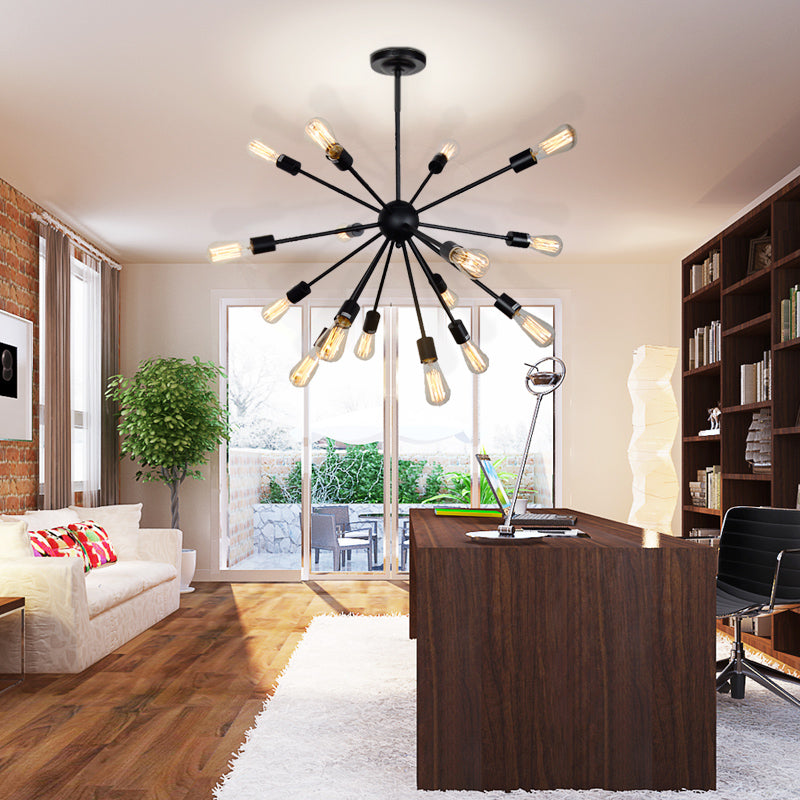Sputnik Chandelier Pendant Light Nordic Metal 16 Lights Black Hanging Pendant Lamp