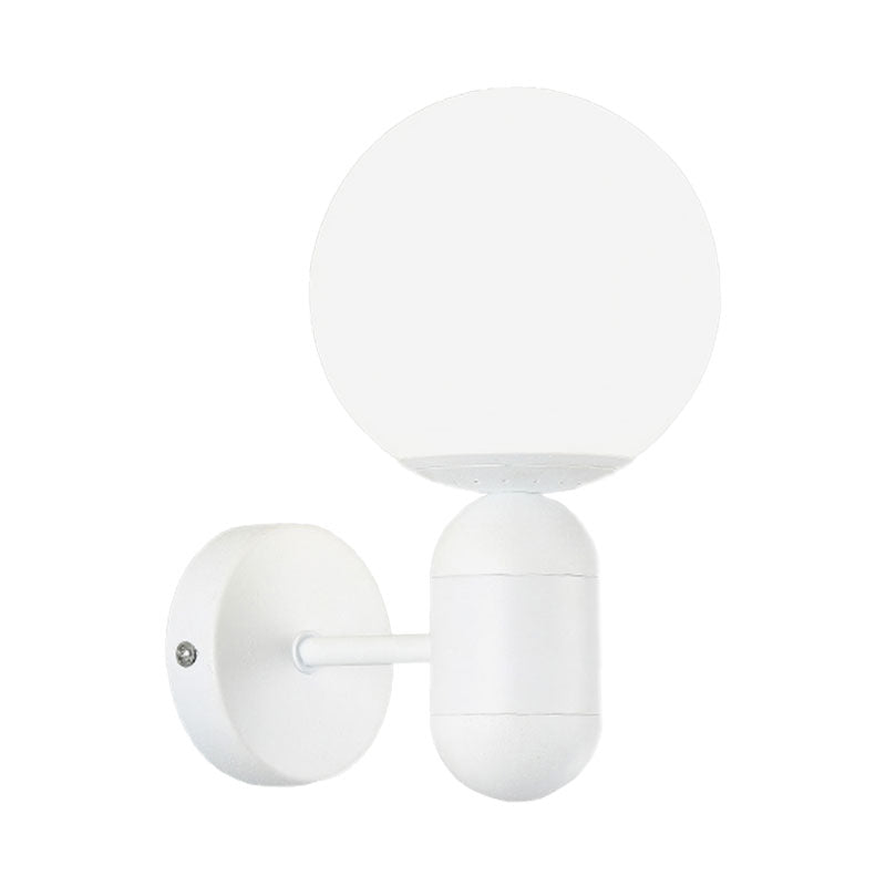Lampada a parete per tonalità in globo bianco con capsula moderna luce murale in metallo e vetro per sala riunioni