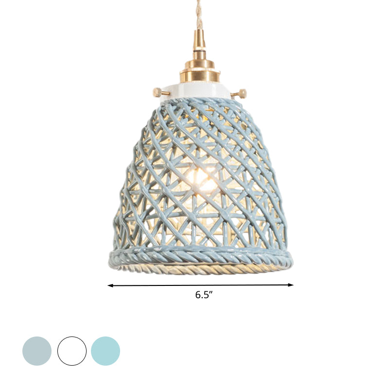 Contemporary Ceiling Pendant Light Dome Basket One Bulb Ceramics Hanging Light for Gallery
