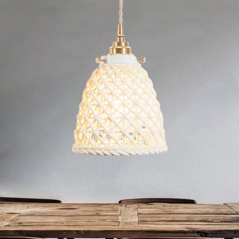 Contemporary Ceiling Pendant Light Dome Basket One Bulb Ceramics Hanging Light for Gallery