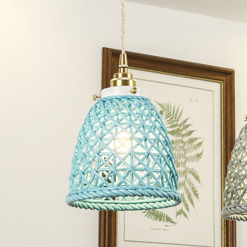 Contemporary Ceiling Pendant Light Dome Basket One Bulb Ceramics Hanging Light for Gallery