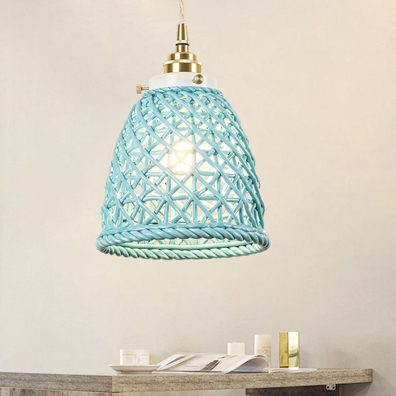Contemporary Ceiling Pendant Light Dome Basket One Bulb Ceramics Hanging Light for Gallery