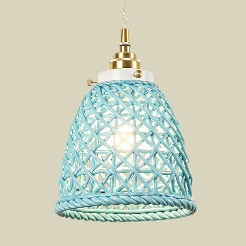 Contemporary Ceiling Pendant Light Dome Basket One Bulb Ceramics Hanging Light for Gallery