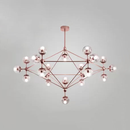 Geometrische kroonluchter eigentijdse metaal 10/15/21 Lichten messing/goud/roségoudhangend licht voor woonkamer