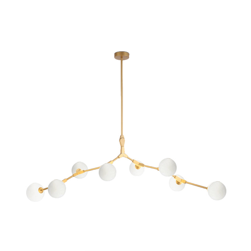 Ast Hanging Lampe moderne nordische Stil Opalglas 5/6/7 Lichter Gold Kronleuchter Licht