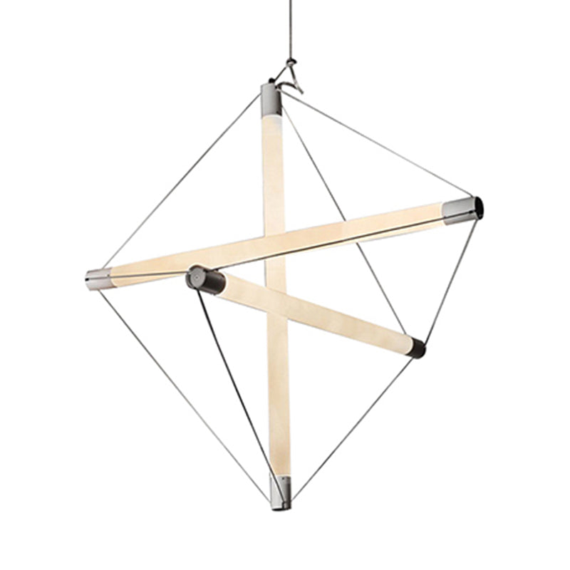 3/6 Lights Hanging Chandelier Contemporary Sliver Hanging Lighting with Geometric Acrylic Shade