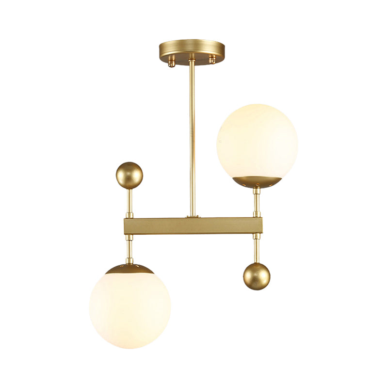 Schwarz/goldener runde Kronleuchterbeleuchtung moderne 2 Lichter Milchglas LED Hängende Deckenlampenleuchte