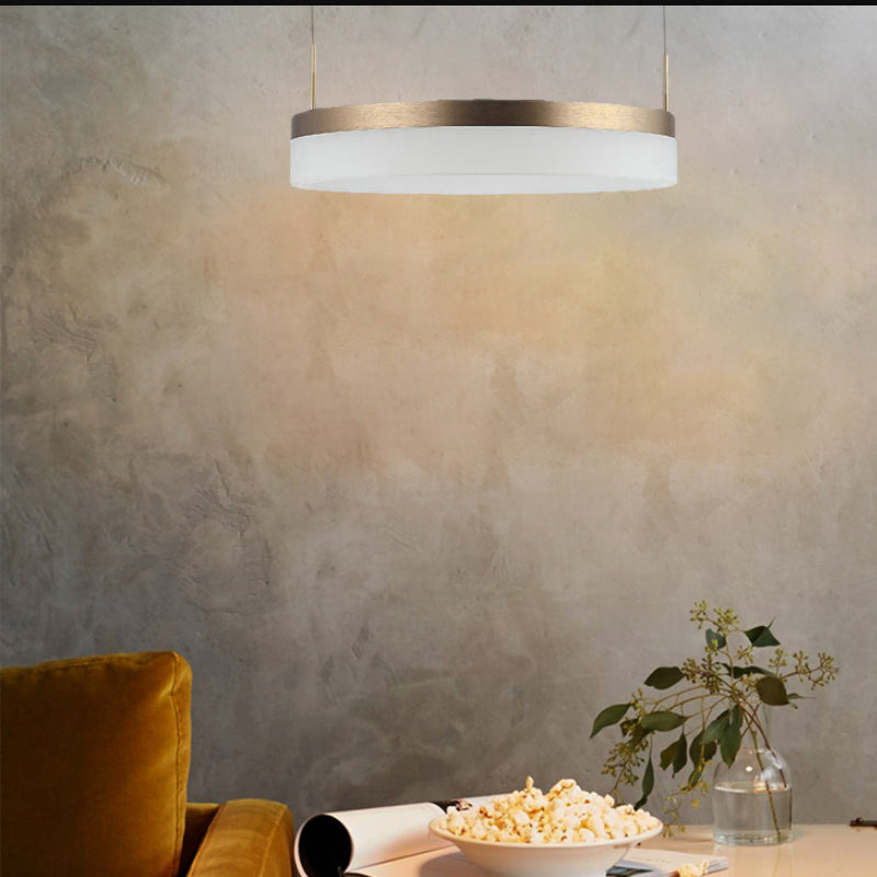 Pendante lampadario rotondo LED acrilico moderno LED 1/2/3 light Black/White/Gold Affitto a soffitto in luce calda/bianca